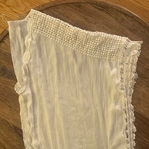 White Lace Trim swim cover-up. Flowy, airy, and lightweight. Beautiful details.